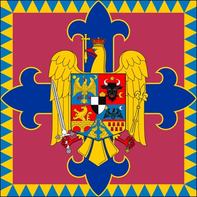 Kingdom of Romania, Flag (standard) of the King, 1921-1947, size: 113 x 113 cm