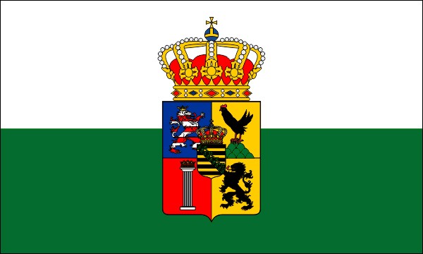 Duchy of Saxony-Meiningen, flag 1826-1918, white-green, with coat of arms, size: 150 x 90 cm