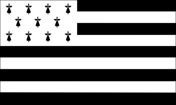 Brittany (Breizh), historical region in France, Flag, size: 150 x 90 cm