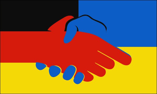 Deutsch-Ukrainische Flagge, Größe: 150 x 90 cm