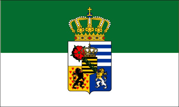 Flag of the Duchy of Saxony-Altenburg, 1832-1895, green-white, with coat of arms, size: 150 x 90 cm