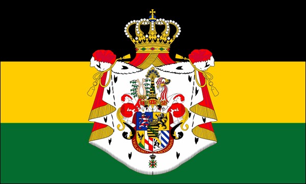 Großherzogtum Sachsen-Weimar-Eisenach, Flagge 1897-1918, mit großem Wappen, Größe: 150 x 90 cm