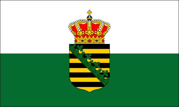 Kingdom of Saxony, flag 1815-1918, with coat of arms, size: 150 x 90 cm