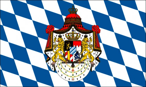 Bayern, Rautenflagge mit großem Wappen des Königreichs, Größe: 150 x 90 cm