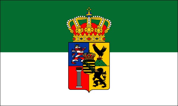 Duchy of Saxony-Meiningen, flag 1826-1918, green-white, with coat of arms, size: 150 x 90 cm