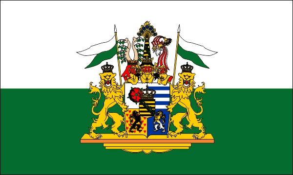 Flag of the Duchy of Saxony-Altenburg, 1832-1918, white-green, with middle coat of arms, size: 150 x 90 cm