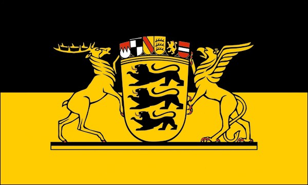 Baden-Württemberg, official flag with greater coat of arms, size: 150 x 90 cm