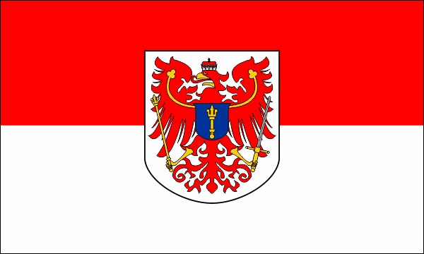 Preußische Provinz Brandenburg, Flagge bis 1918, mit Wappen, Größe: 150 x 90 cm