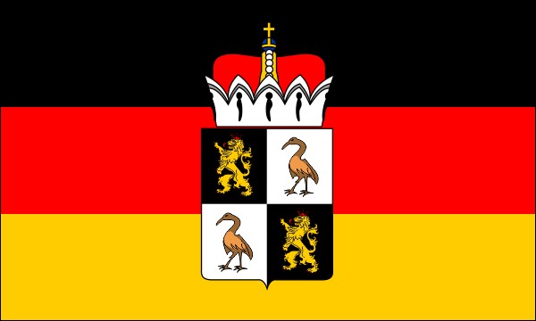 Principalities of Reuss, flag 1820-1918, with coat of arms, size: 150 x 90 cm