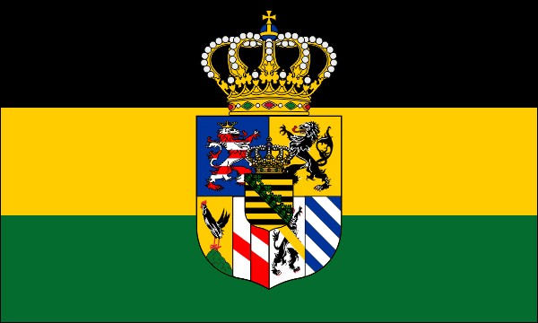 Grand Duchy of Saxony-Weimar-Eisenach, flag, 1897-1918, with middle coat of arms, size: 150 x 90 cm