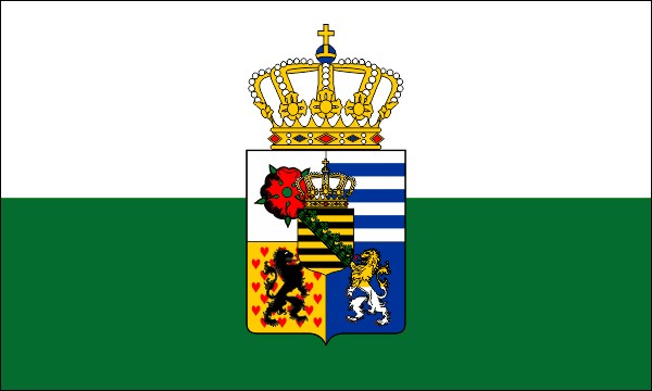 Flag of the Duchy of Saxony-Altenburg, 1832-1918, white-green, with coat of arms, size: 150 x 90 cm