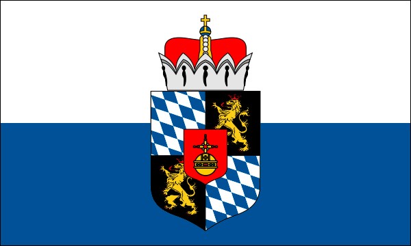 Bavaria, striped flag with lesser coat of arms of the electorate, size: 150 x 90 cm