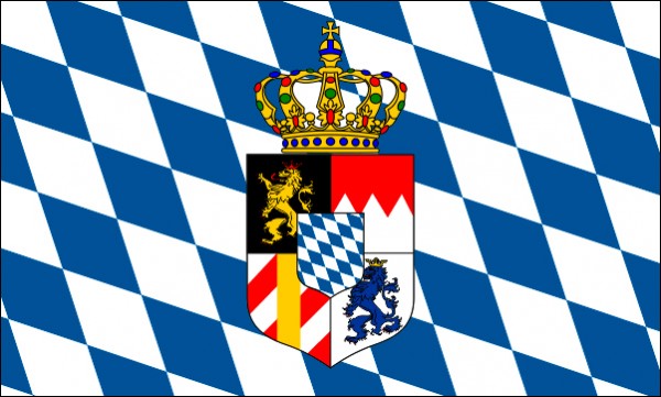 Bavaria, lozenge flag with lesser coat of arms of the kingdom, size: 150 x 90 cm
